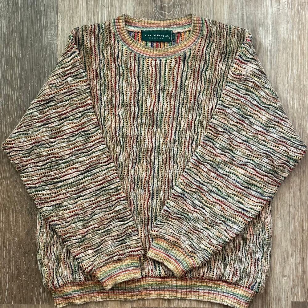 Vintage 90s Tundra Canada Multicolor Knit Sweater COOGI Style Hip Hop L